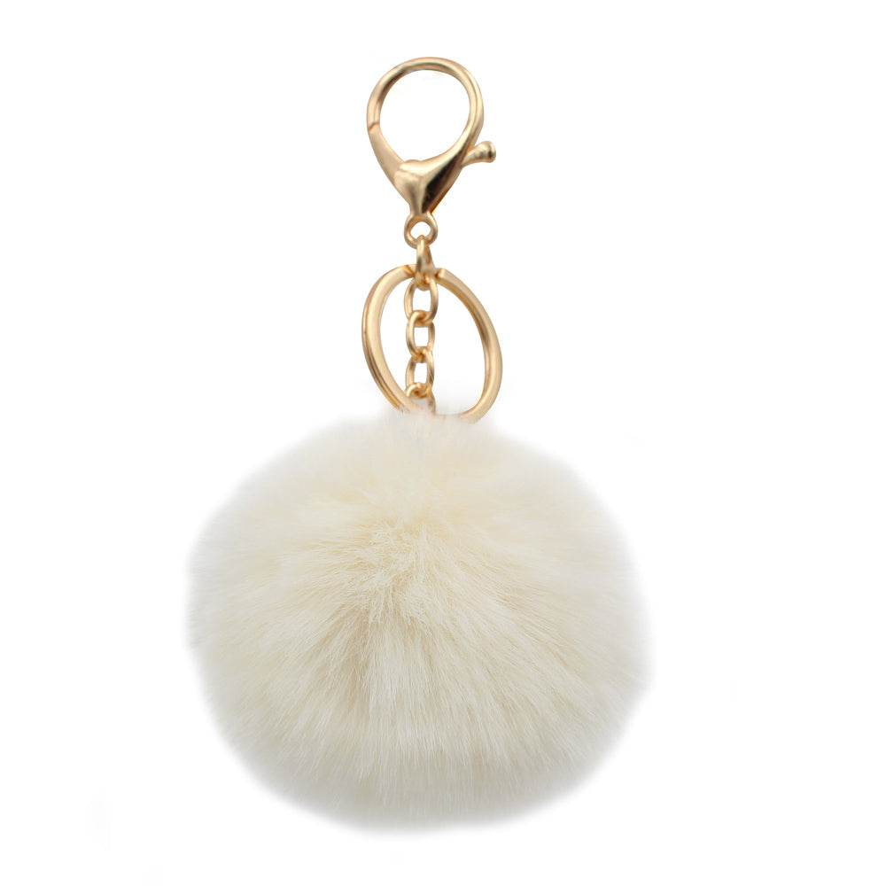 Cute Faux Fur Fluffy Fuzzy Pom Pom Keychain