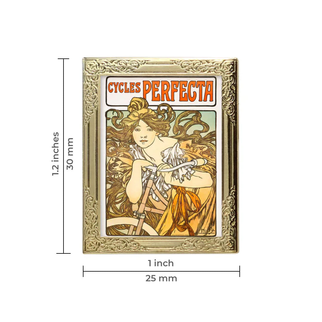 Cycles Perfecta By Alphonse Mucha Art Frame Pin - Museum Souvenir