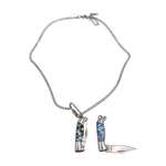 Load image into Gallery viewer, Abalone Shell Folding Knife Pendant Necklace