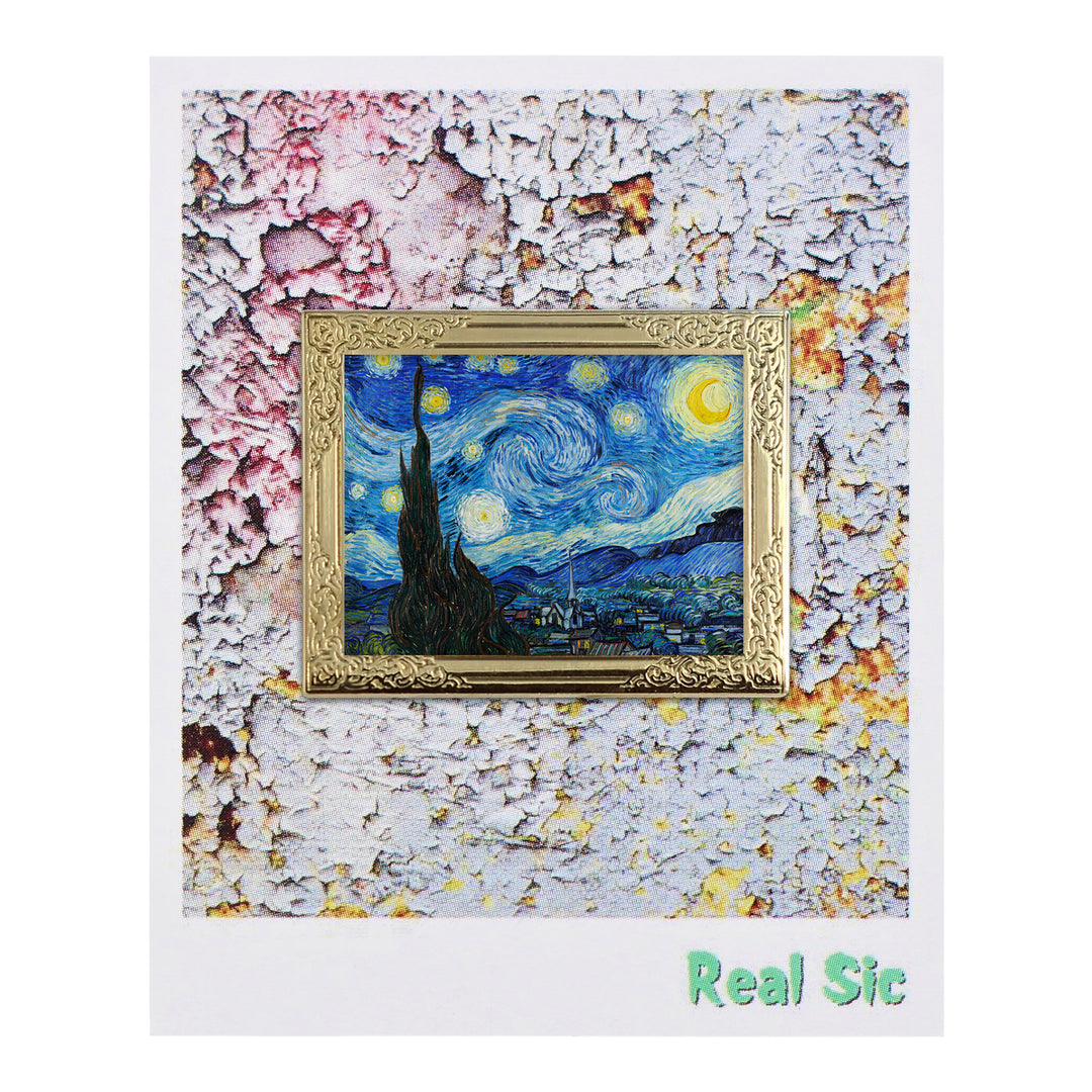 Art Frame Enamel Lapel Paint Pin - Starry Night By Vincent van Gogh