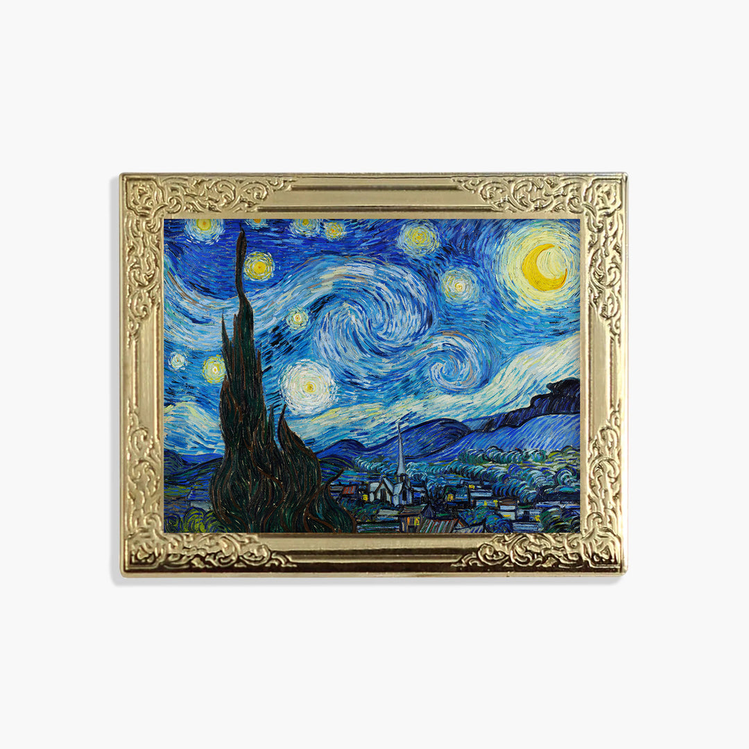 Art Frame Enamel Lapel Paint Pin - Starry Night By Vincent van Gogh