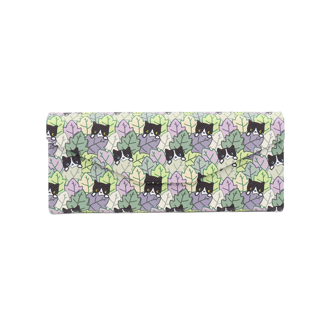 Cat Hide and Seek Print Glasses Case - Vegan Leather Magic Folding Hard Case