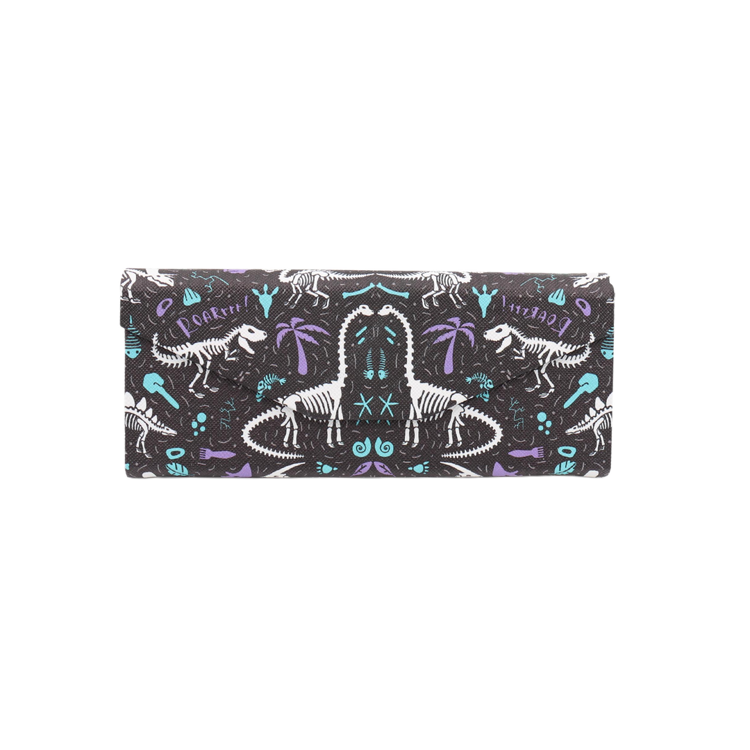 Dinosaur Fossils Print Glasses Case - Vegan Leather Magic Folding Hard Case