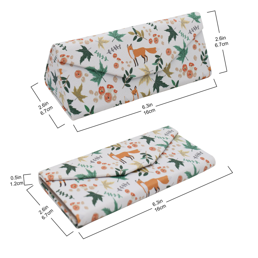 Fox Print Glasses Case - Vegan Leather Magic Folding Hardcase
