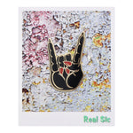 Load image into Gallery viewer, Hail Satan Horns Pin - Rock / Heavy Metal Hand Symbol Enamel Pin