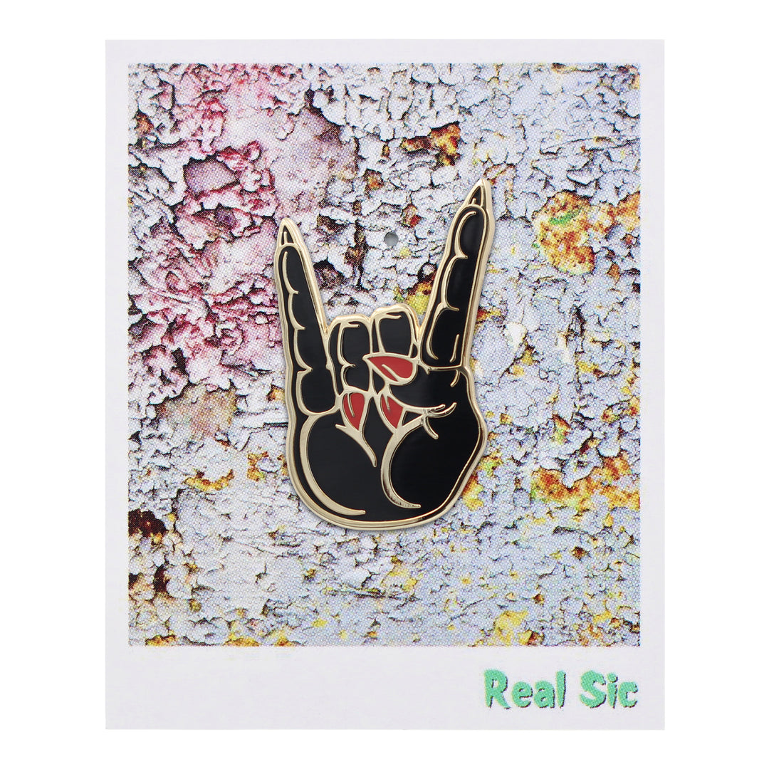 Hail Satan Horns Pin - Rock / Heavy Metal Hand Symbol Enamel Pin
