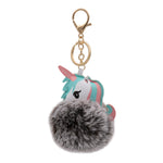 Load image into Gallery viewer, Fuzzy Unicorn Keychain - Cute Animal Faux Fur Fluffy Fuzzy Pom Pom Keychain