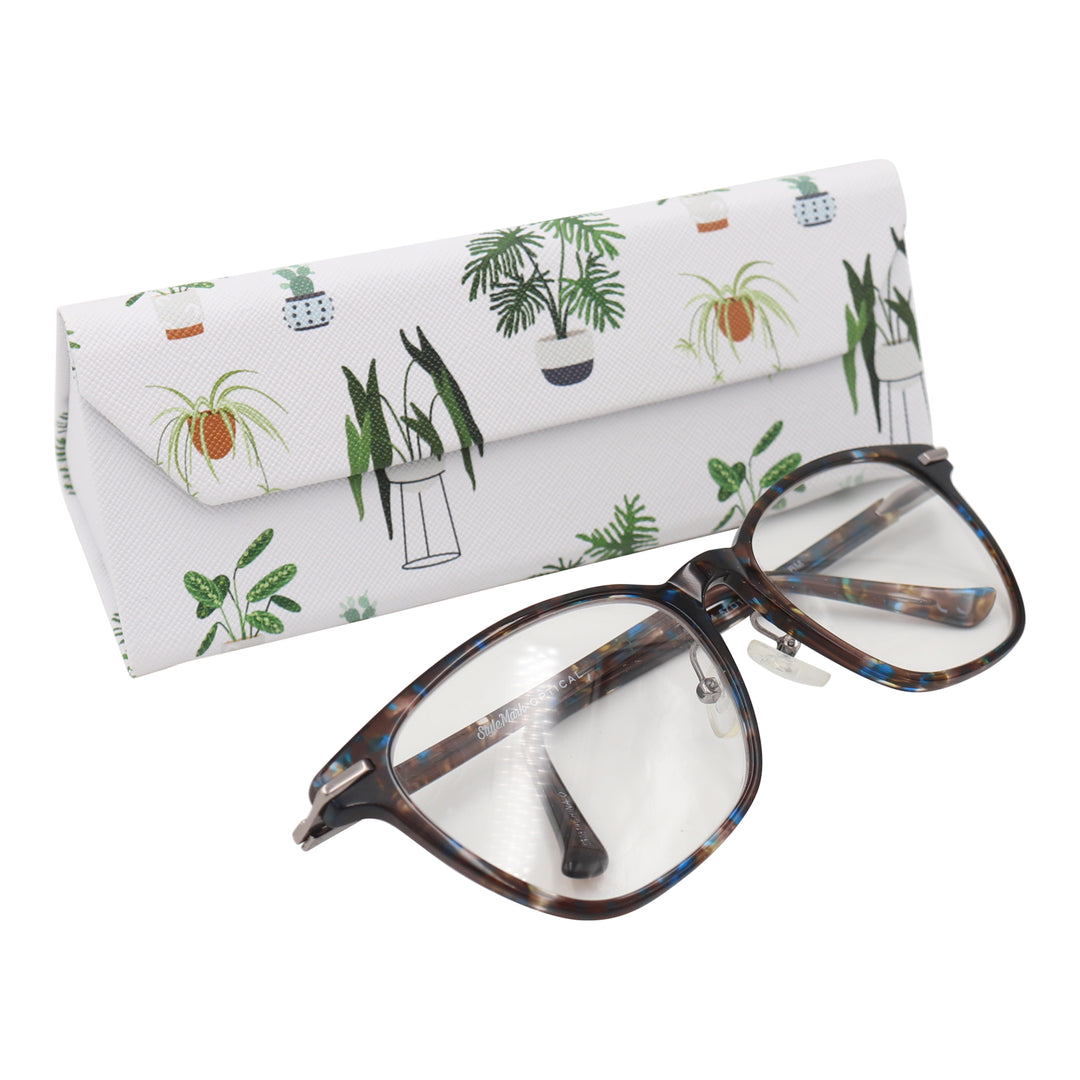 House Plant Print Glasses Case - Vegan Leather Magic Folding Hardcase