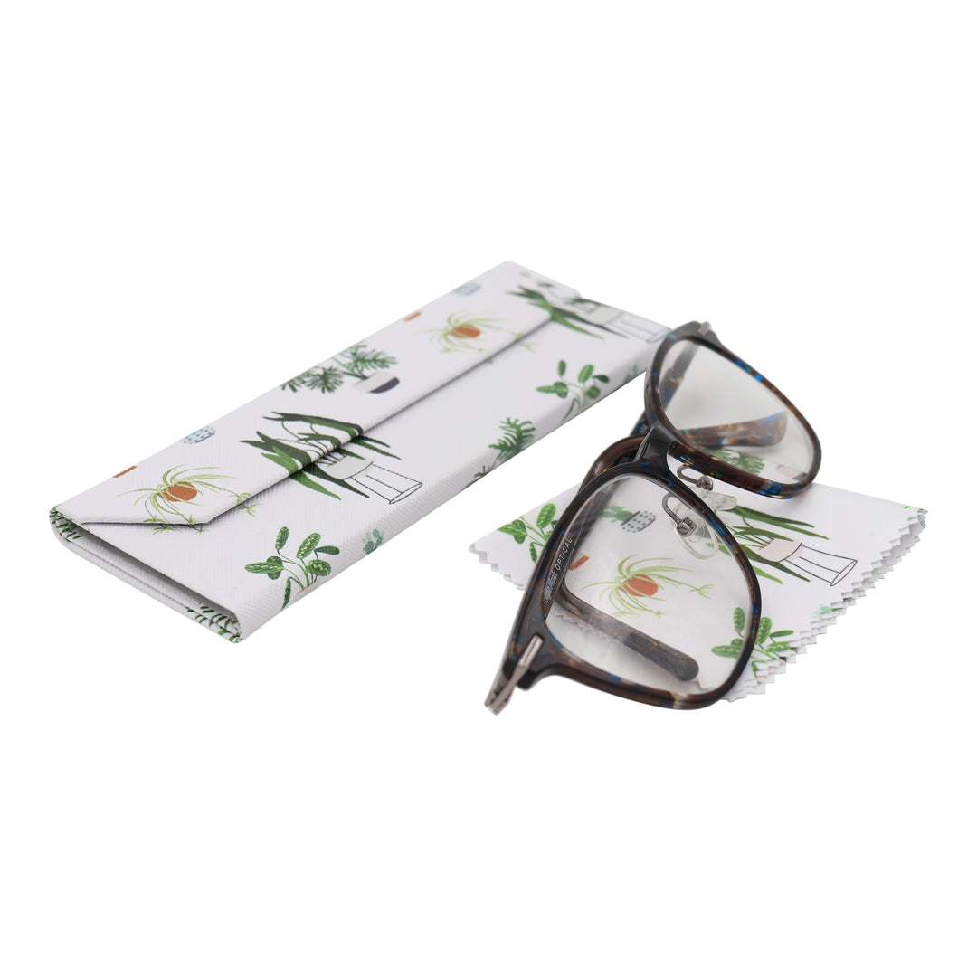 House Plant Print Glasses Case - Vegan Leather Magic Folding Hardcase