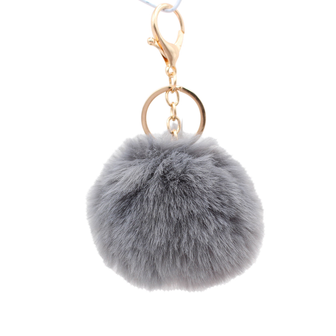 Cute Faux Fur Fluffy Fuzzy Pom Pom Keychain