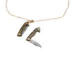 Load image into Gallery viewer, Mini Eagle Handle Folding Knife Necklace – Gold Tone Pendant