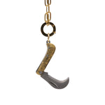 Load image into Gallery viewer, Mini Folding Knife Necklace – Gold Tone Curved Blade Pendant