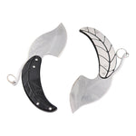 Load image into Gallery viewer, Mini Folding EDC Knife Keychain – Silver& Black Leaf Shape Pocket Keychain Knife