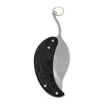 Load image into Gallery viewer, Mini Folding EDC Knife Keychain – Silver& Black Leaf Shape Pocket Keychain Knife