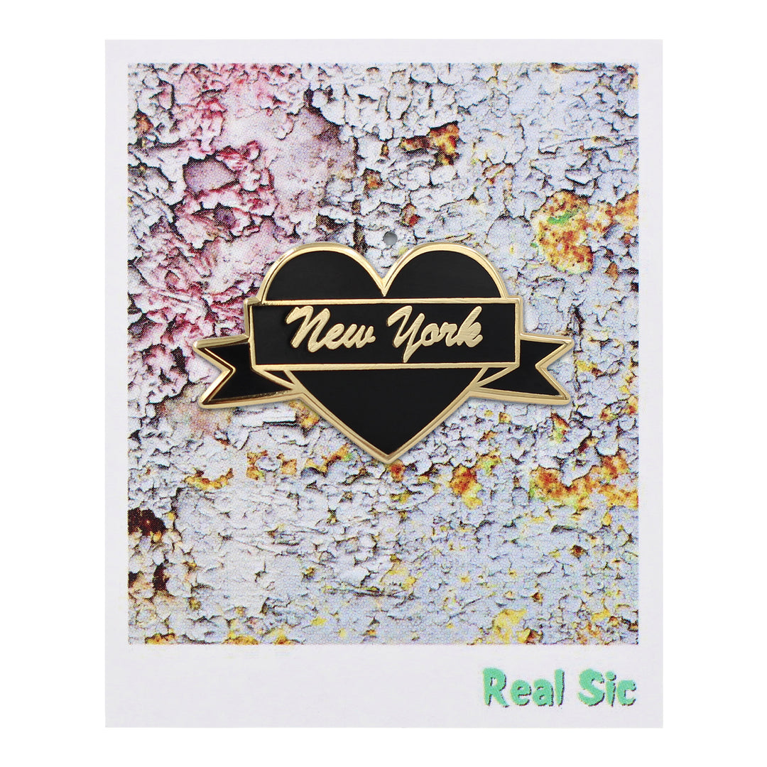 I Heart New York Enamel Pin – Black & Gold City Pin