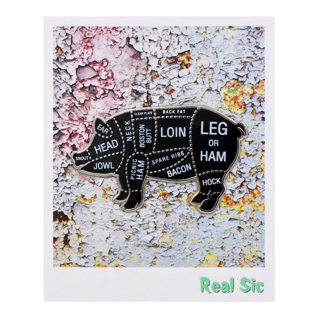 Pig Butcher Cuts Enamel Pin - Pork Diagram Lapel Pin for Hats, Jackets, Aprons