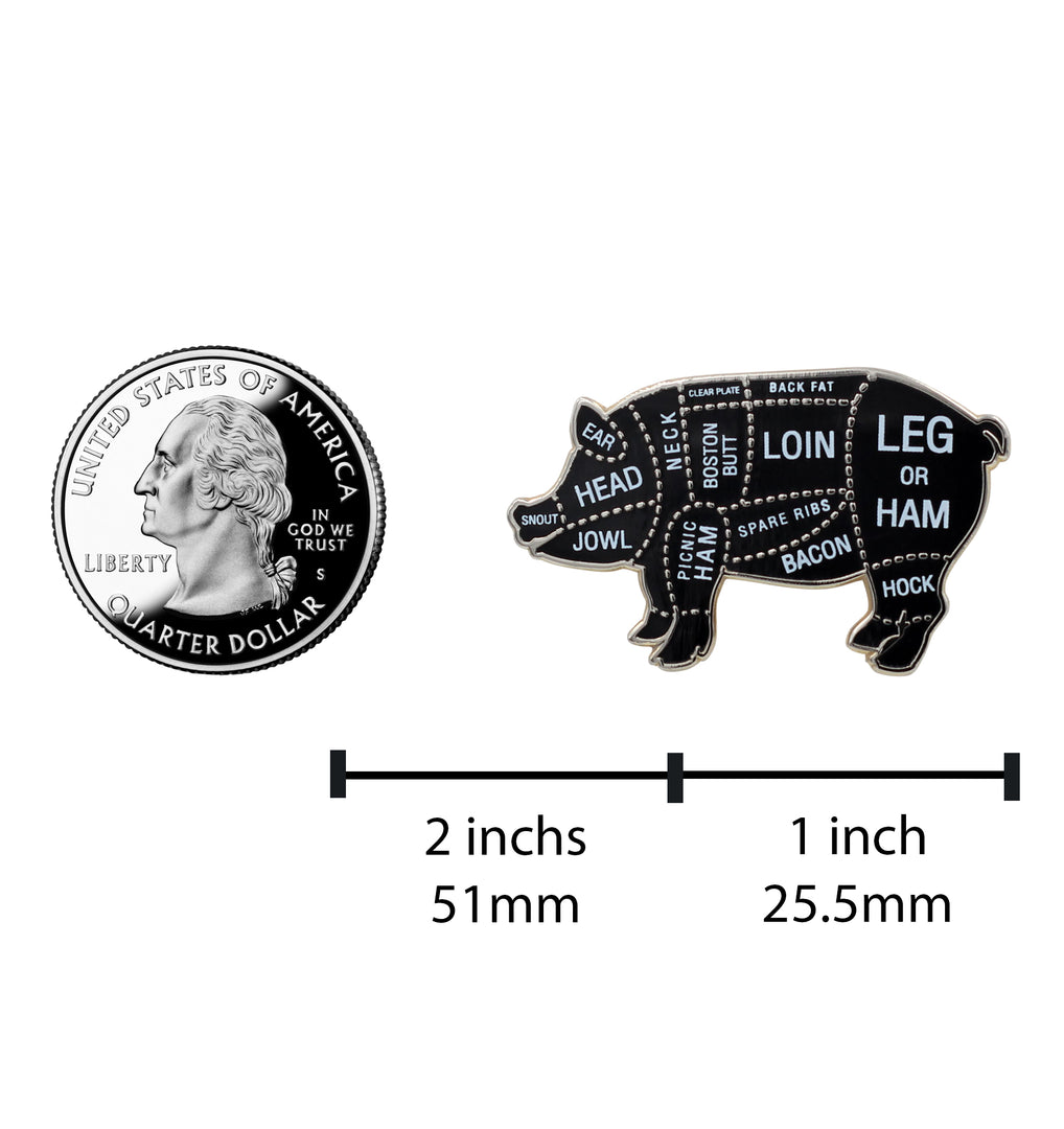 Pig Butcher Cuts Enamel Pin - Pork Diagram Lapel Pin for Hats, Jackets, Aprons