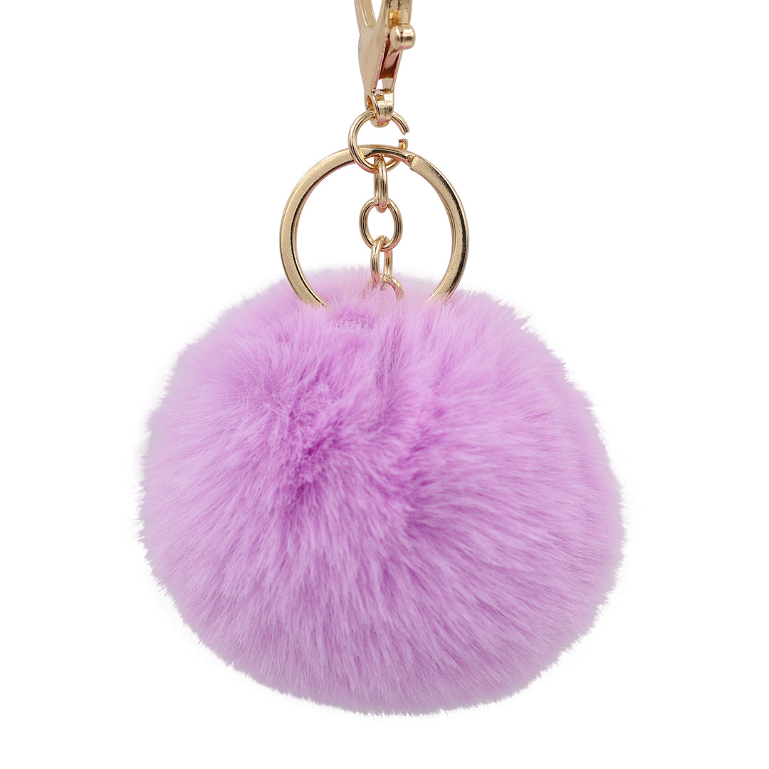 Cute Animal Faux Fur Fluffy Fuzzy Pom Pom Keychain - Unicorn