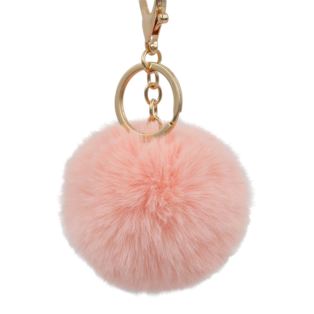 Cute Animal Faux Fur Fluffy Fuzzy Pom Pom Keychain - Unicorn