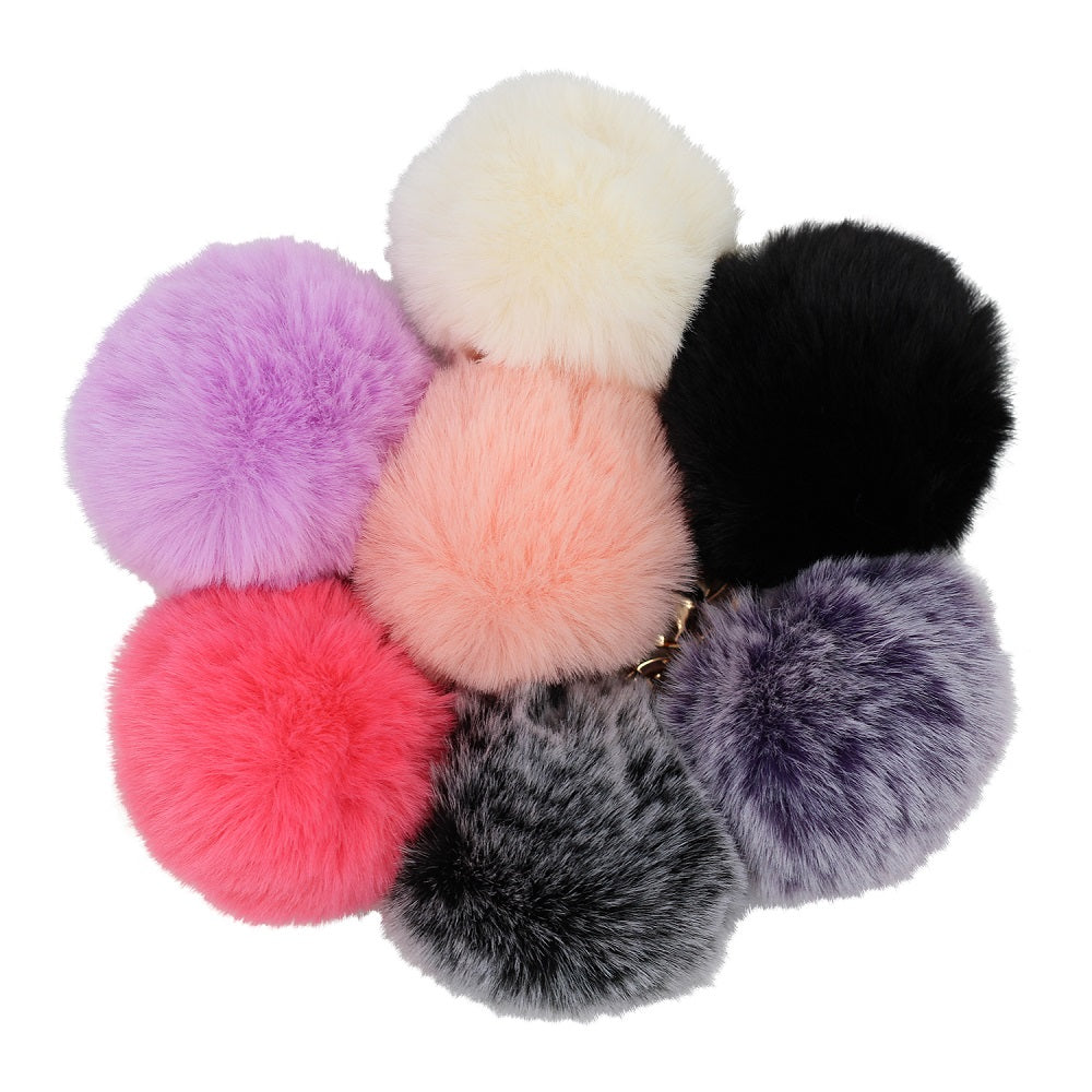 Cute Faux Fur Fluffy Fuzzy Pom Pom Keychain
