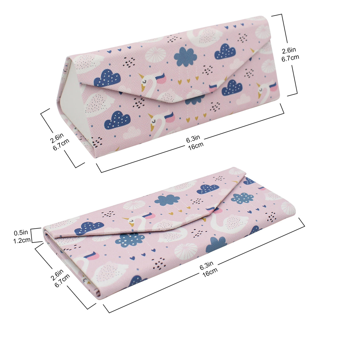 Swan Unicorn Print Glasses Case - Vegan Leather Magic Folding Hardcase