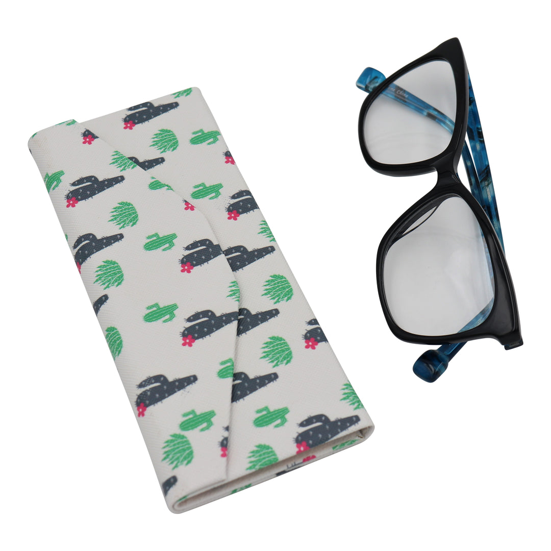 Cactus Print Print Glasses Case - Vegan Leather Magic Folding Hardcase