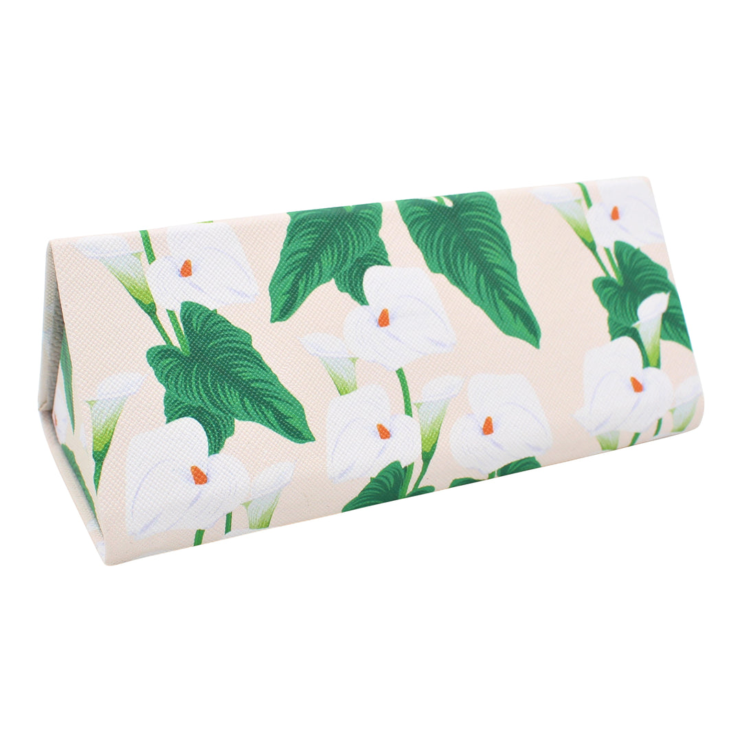 Lily Print Glasses Case - Vegan Leather Magic Folding Hardcase