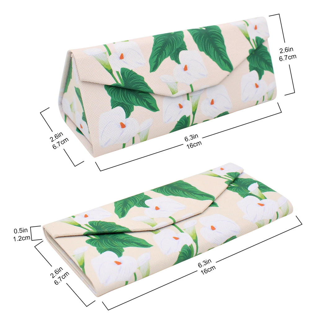 Lily Print Glasses Case - Vegan Leather Magic Folding Hardcase