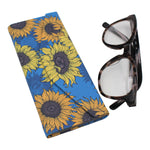 Load image into Gallery viewer, Sunflowers Print Glasses Case - Vegan Leather Magic Folding Hardcase
