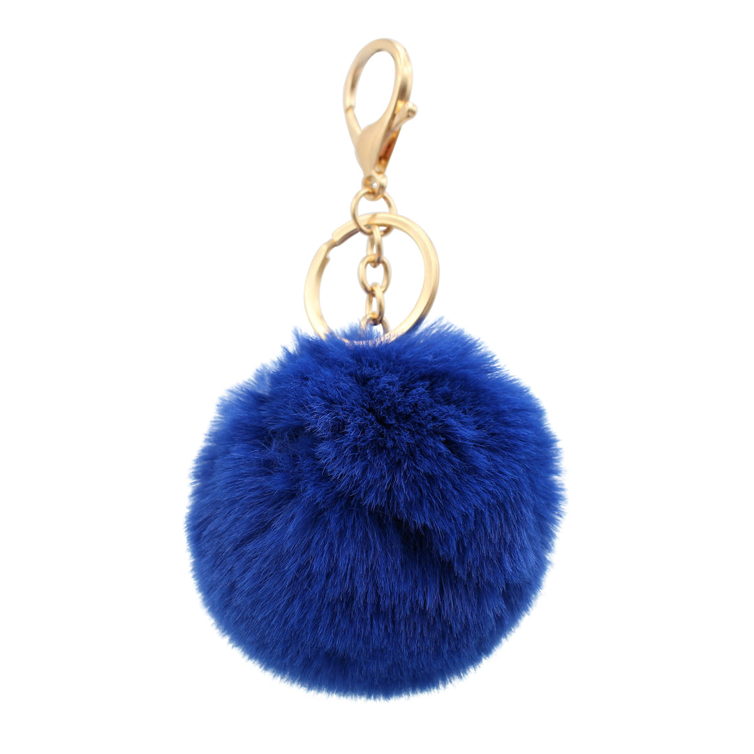 Cute Animal Faux Fur Fluffy Fuzzy Pom Pom Keychain - Unicorn