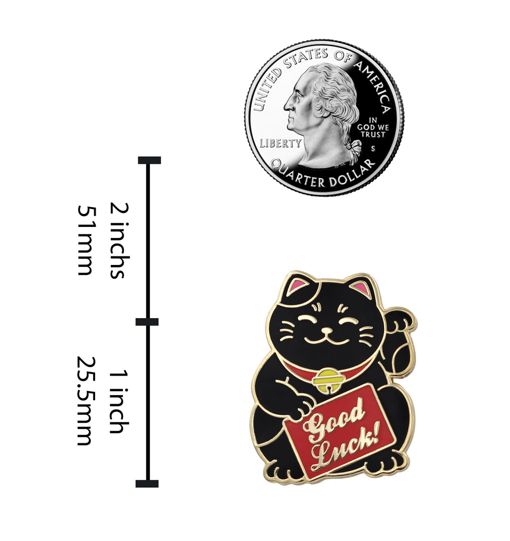 Kawaii Cute Lucky Cat Pin - Good Luck Waving Cat Enamel Pin Lapel Pins