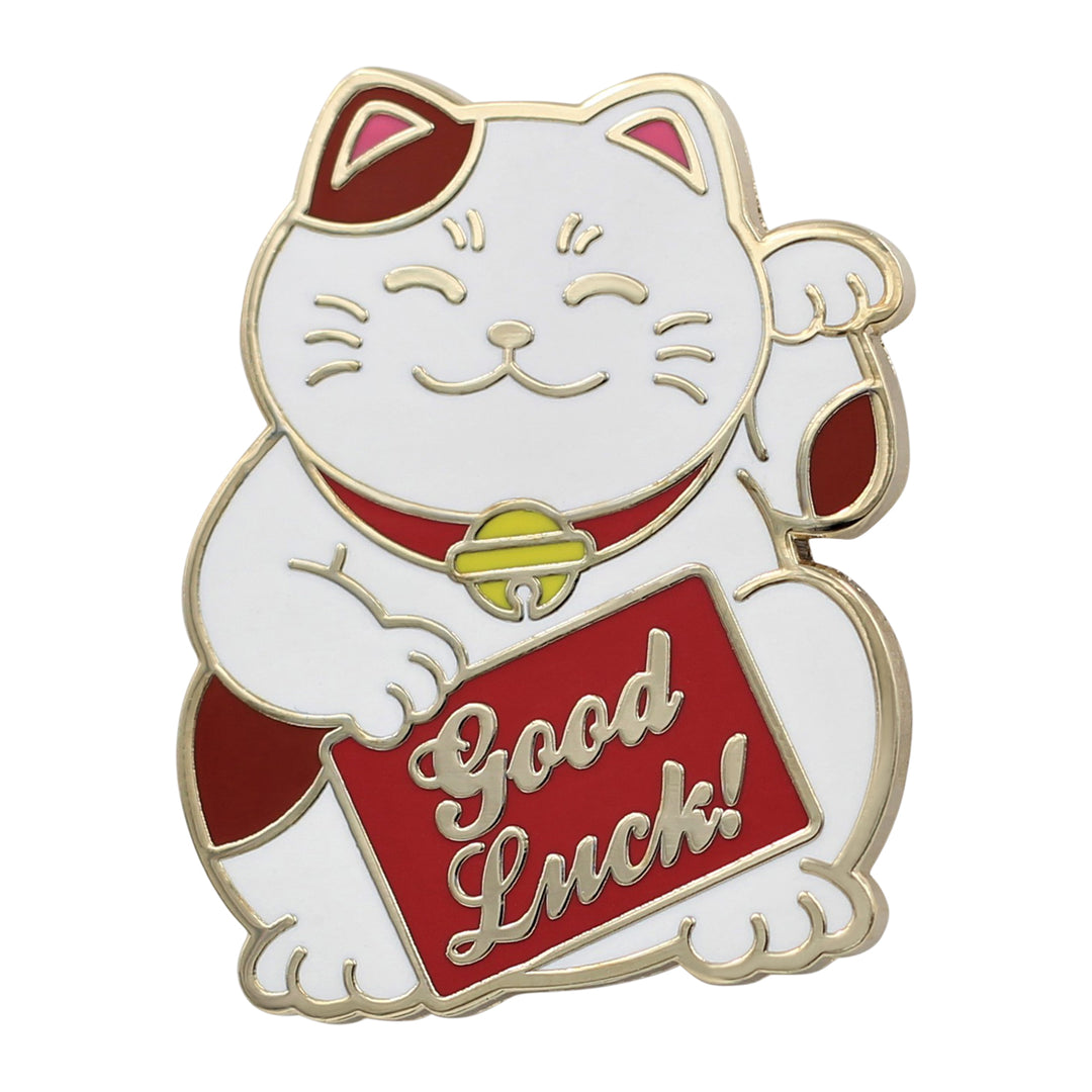 Kawaii Cute Lucky Cat Pin - Good Luck Waving Cat Enamel Pin Lapel Pins