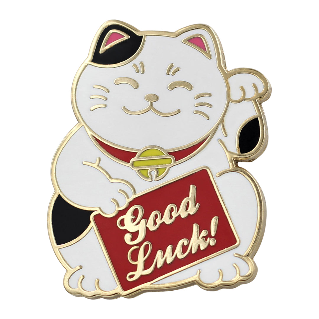 Kawaii Cute Lucky Cat Pin - Good Luck Waving Cat Enamel Pin Lapel Pins