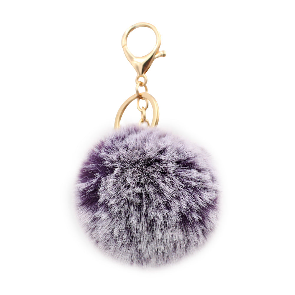 Cute Animal Faux Fur Fluffy Fuzzy Pom Pom Keychain - Unicorn