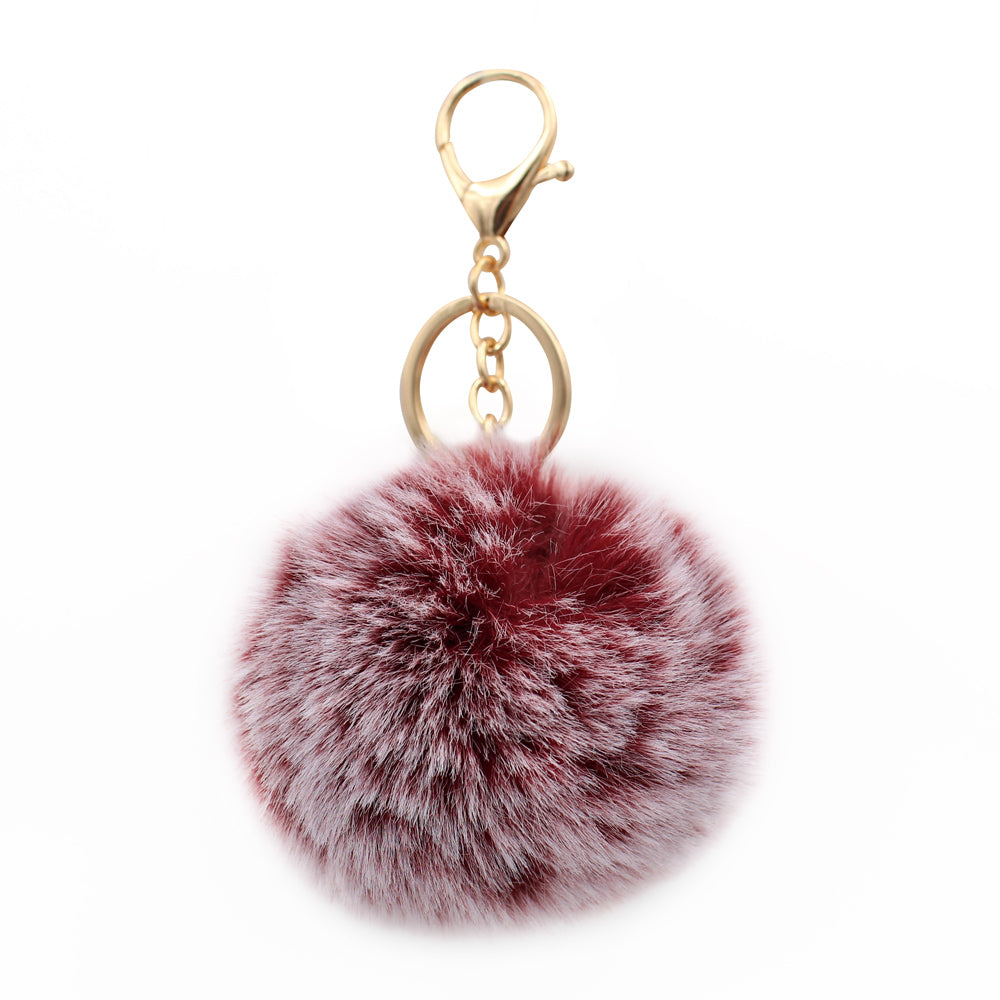 Cute Animal Faux Fur Fluffy Fuzzy Pom Pom Keychain - Unicorn