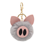 Load image into Gallery viewer, Fuzzy Pig Keychain - Cute Animal Faux Fur Fluffy Fuzzy Pom Pom Keychain