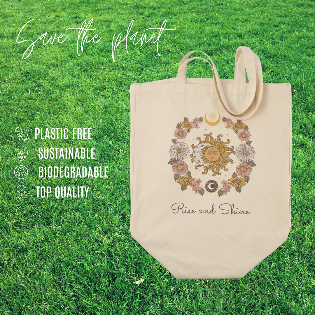 Rise And Shine Extra Large Beach Bags for Women - Reusable Shopping Bag - 25" x 15"