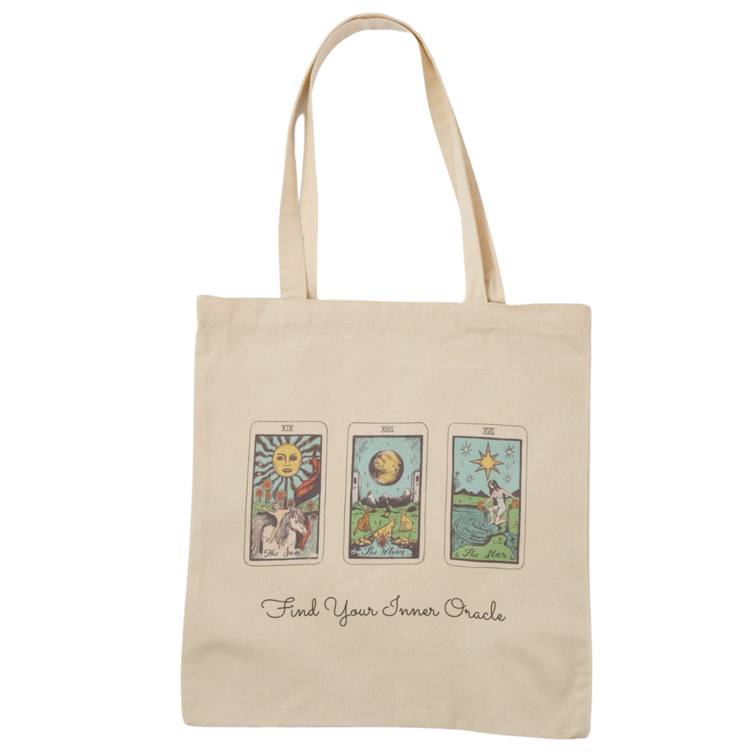 Reusable Cotton Tote Bag - Find Your Inner Oracle - Eco-Friendly Shopping Bag for Groceries - 15"