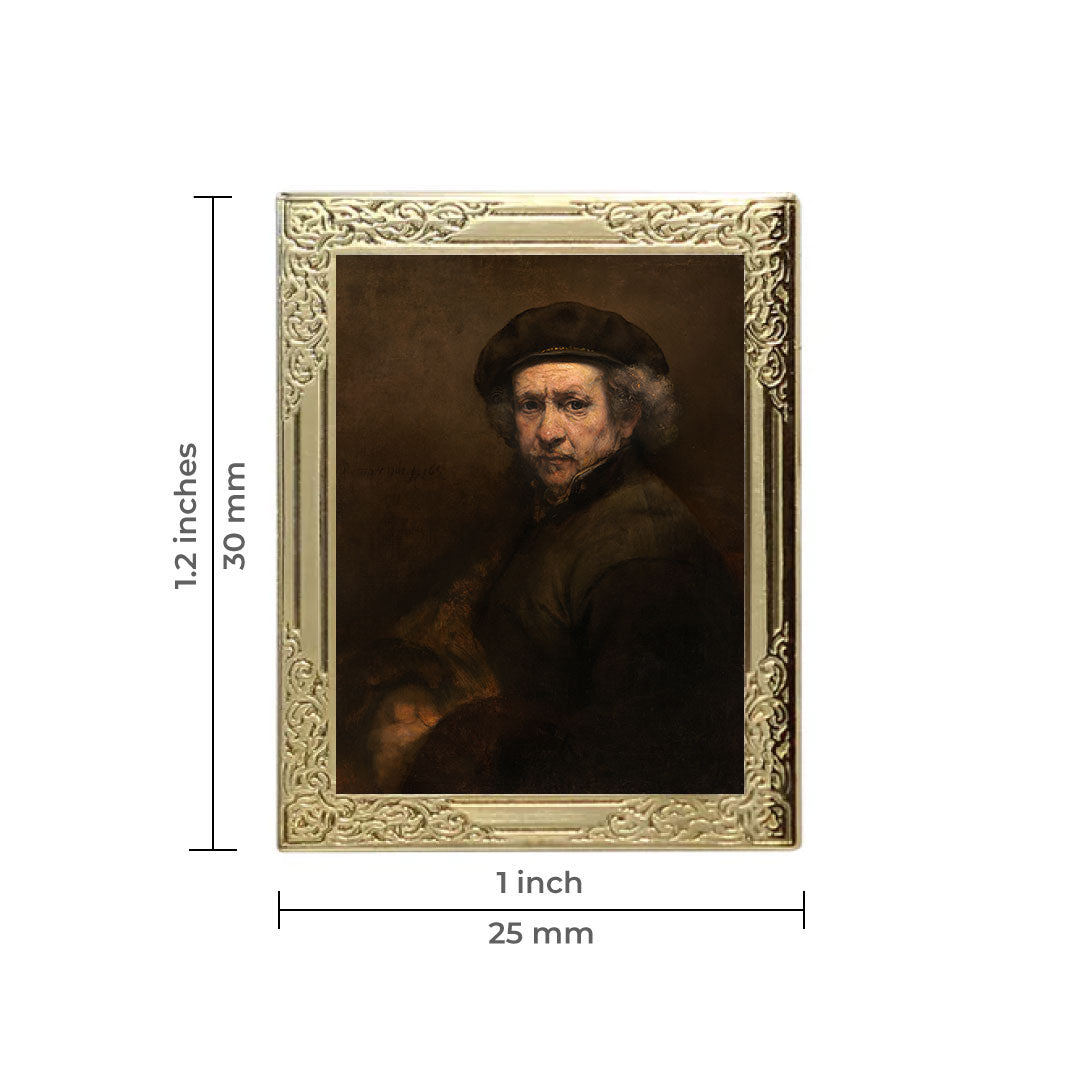 Self-Portrait By Rembrandt van Rijn Art Frame Pin - Museum Souvenir Fine Art Lapel Pin