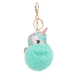 Load image into Gallery viewer, Fuzzy Unicorn Keychain - Cute Animal Faux Fur Fluffy Fuzzy Pom Pom Keychain
