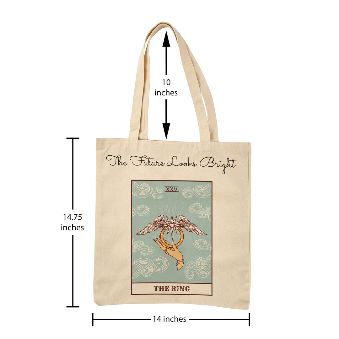 Reusable Cotton Tote Bag - The Ring Oracle Card - Eco-Friendly Shopping Bag for Groceries - 15"