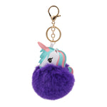 Load image into Gallery viewer, Fuzzy Unicorn Keychain - Cute Animal Faux Fur Fluffy Fuzzy Pom Pom Keychain