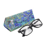 Load image into Gallery viewer, Van Gogh Irises Foldable Eyeglass Case – Art Vegan Leather Folding Hard Shell Case
