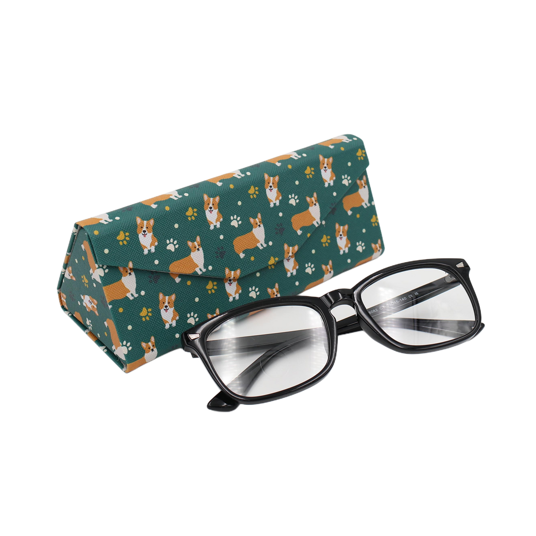 Welsh Corgi Print Glasses Case - Vegan Leather Magic Folding Hard Case