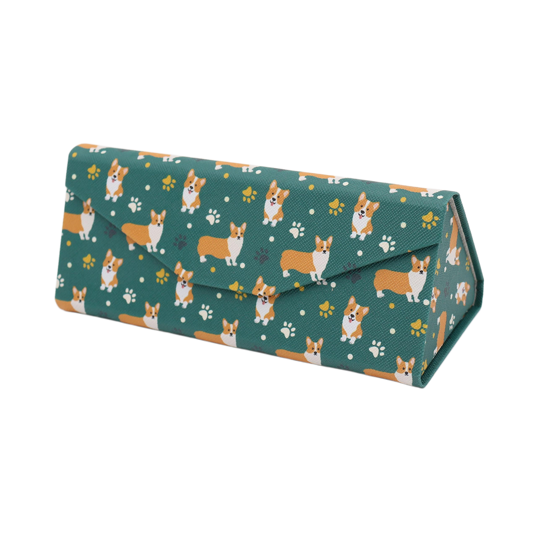 Welsh Corgi Print Glasses Case - Vegan Leather Magic Folding Hard Case