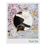 Load image into Gallery viewer, Yin Yang Cat Pin - White &amp; Black Cat Lovers Enamel Pin
