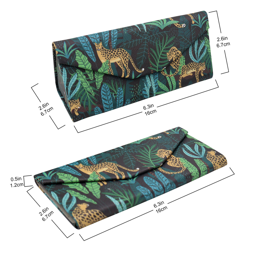 Cheetah Print Glasses Case - Vegan Leather Magic Folding Hardcase