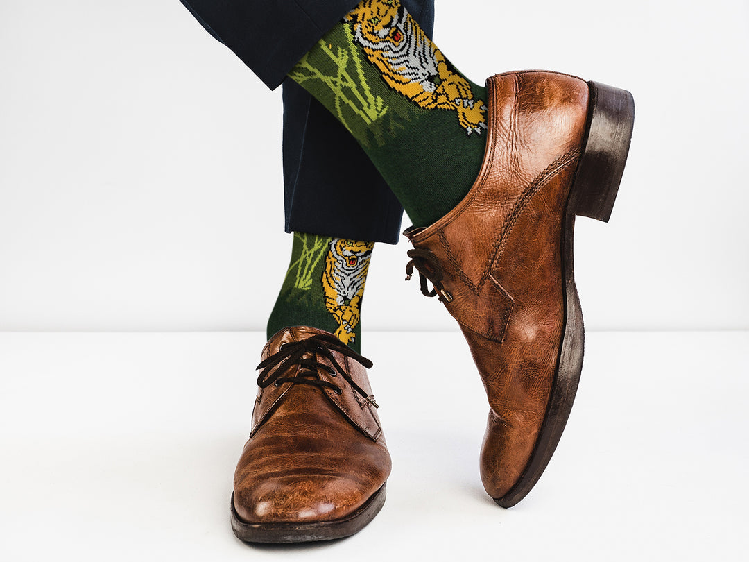 Green Tiger Socks - Comfy Cotton for Men & Women