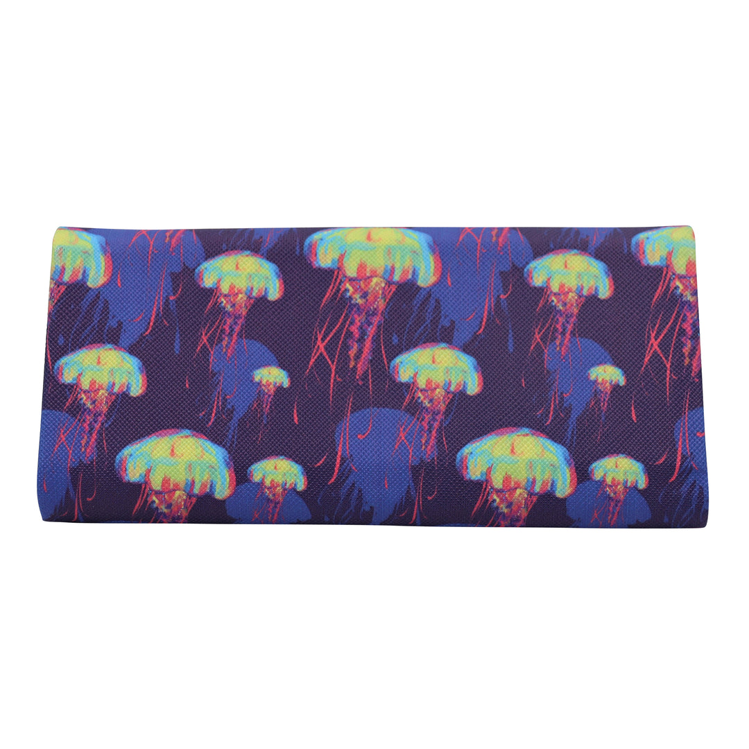 Jellyfish Print Glasses Case - Vegan Leather Magic Folding Hardcase