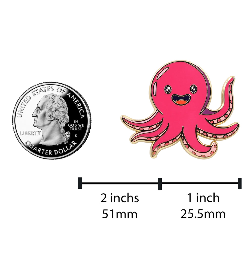 Cute Animal Enamel Pin Lapel Pins - Pink Octopus